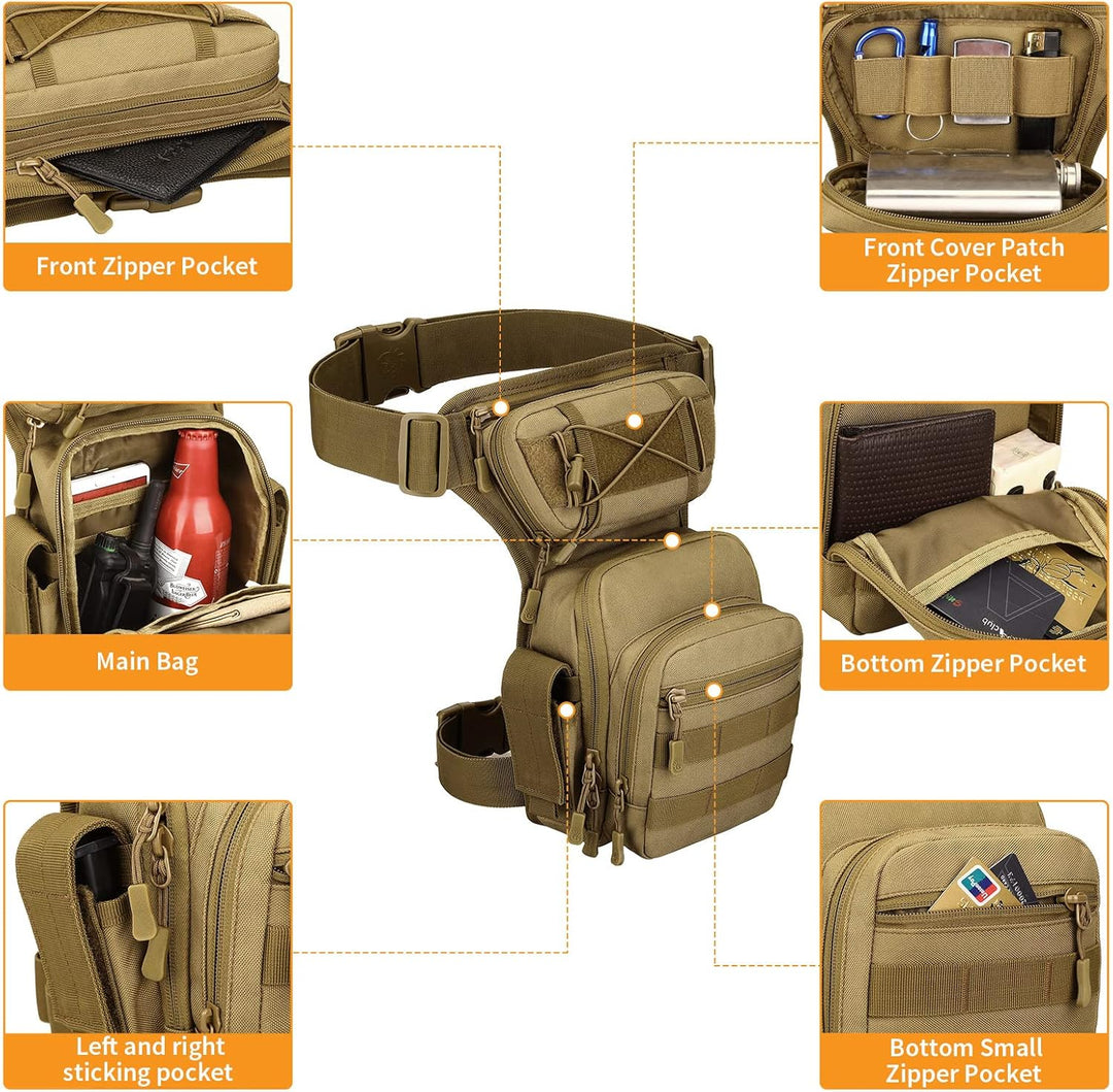 Huntvp Militär Beintasche Motorrad Taktische Oberschenkeltasche MOLLE Hüfttasche Herren Tactical Leg