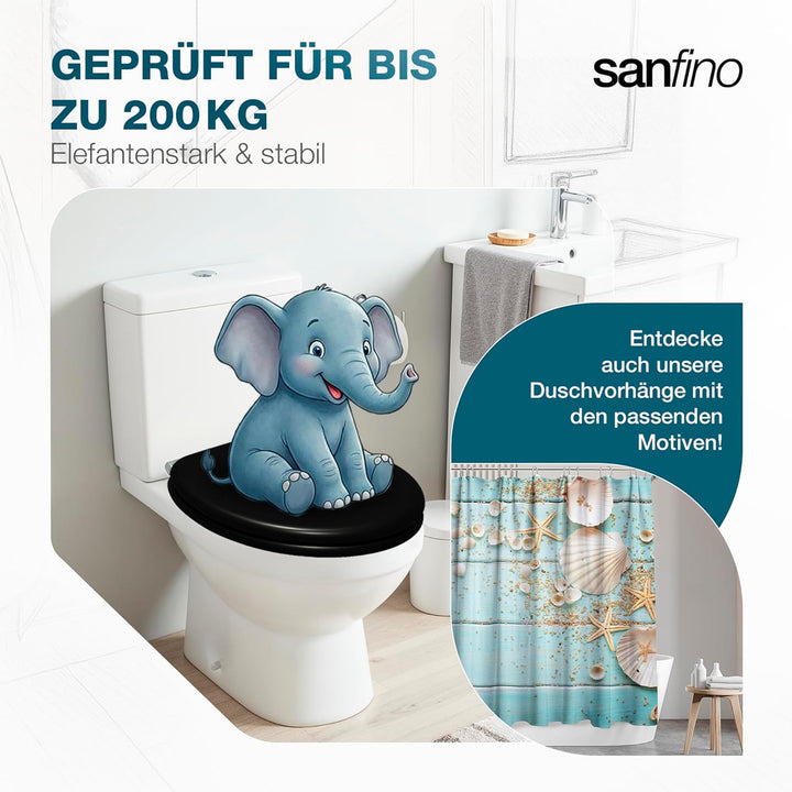 SANFINO® Premium WC Sitz mit Absenkautomatik – hochwertige Toilettendeckel aus Holz, viele bunte Mot