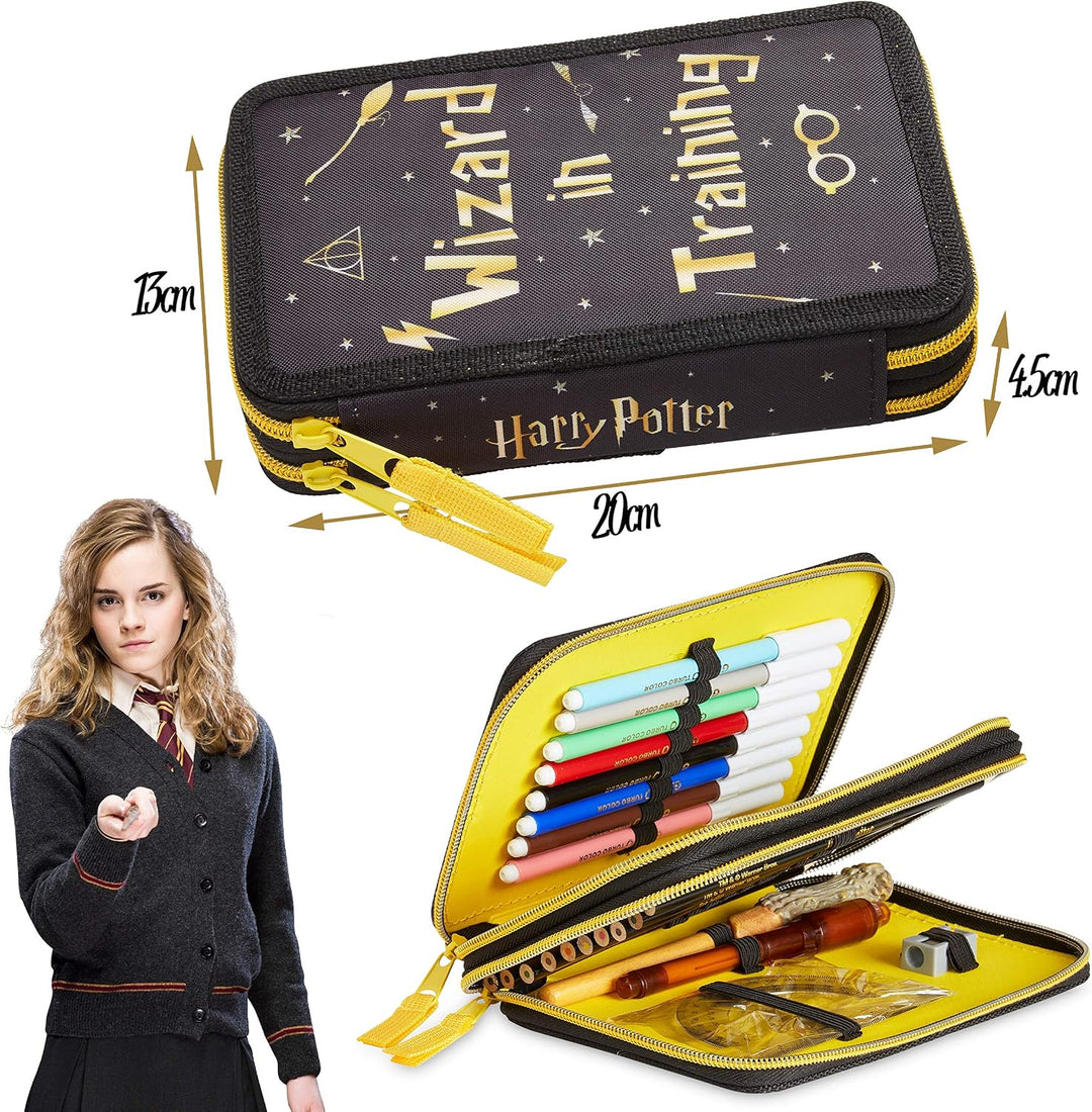 Harry Potter Federmäppchen, Kollektion von Schule Zubehör, Polyester Etui, 1 Stück Federpenal, 2-Fac