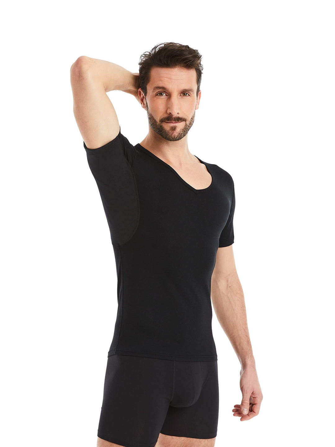 FINN Anti-Schweiss Shirt Herren mit V-Ausschnitt und integrierten Achselpads gegen Starkes Schwitzen