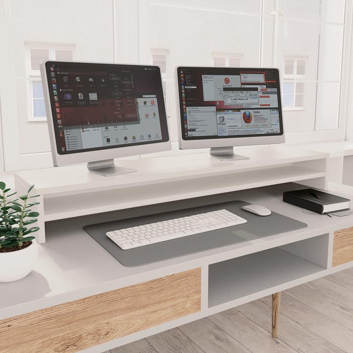 BaraSh Monitorständer Weiss 100x24x13 cm Holzwerkstoff BildschirmstäNder Bildschirm Oberes Rega Moni