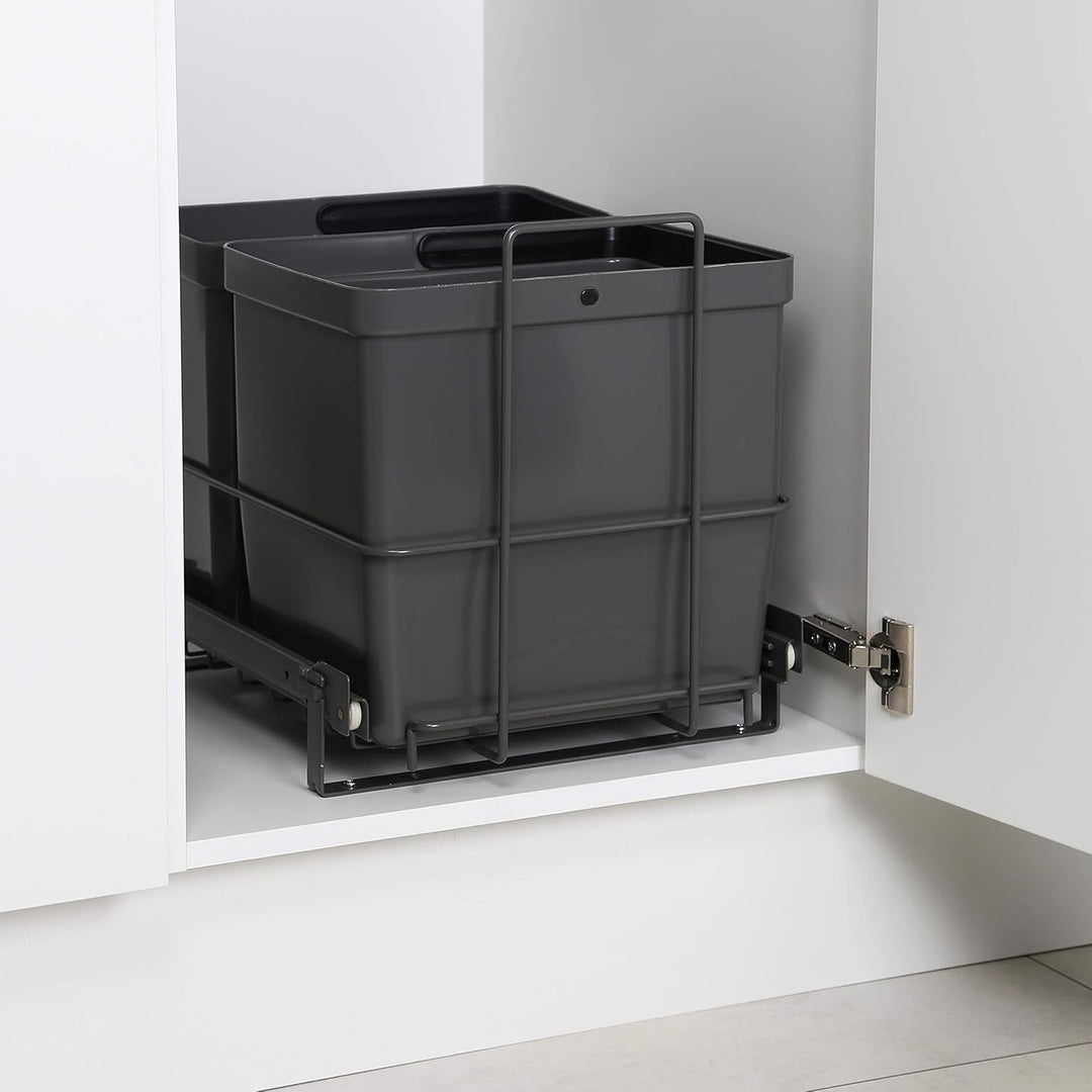 LM 64/2 Einbau Mülleimer ausziehbar mit 2 Abfalleimer (1x11L, 1x16L) Korbauszug anthrazit 32,8x43,3x