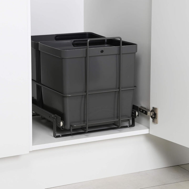LM 64/2 Einbau Mülleimer ausziehbar mit 2 Abfalleimer (1x11L, 1x16L) Korbauszug anthrazit 32,8x43,3x