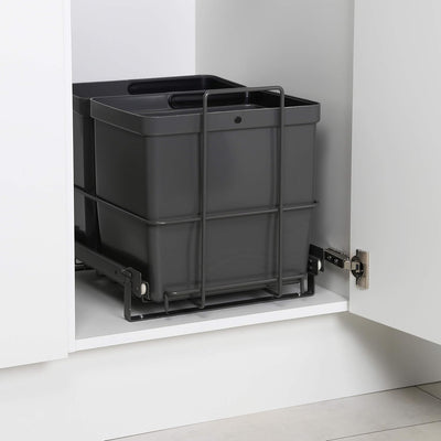 LM 64/2 Einbau Mülleimer ausziehbar mit 2 Abfalleimer (1x11L, 1x16L) Korbauszug anthrazit 32,8x43,3x