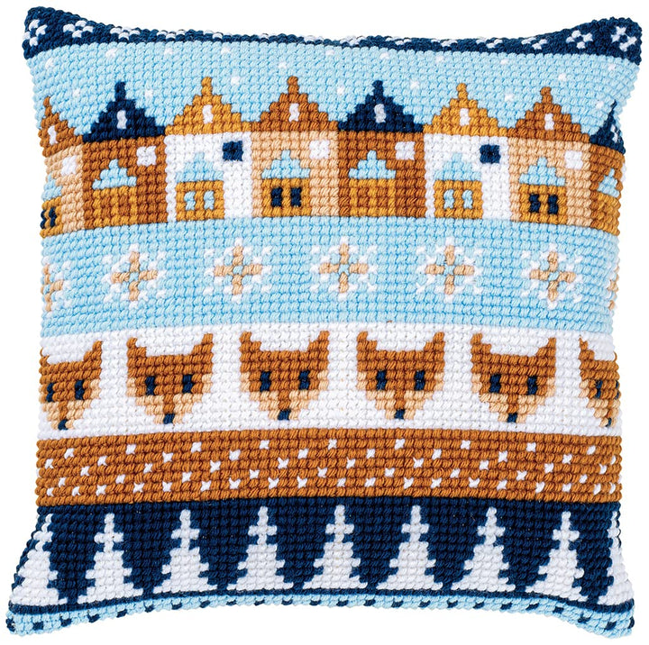 Vervaco PN-0170316 Kreuzstichkissen Set vorgezeichnet, Baumwolle, Wintermotive, 40x40cm