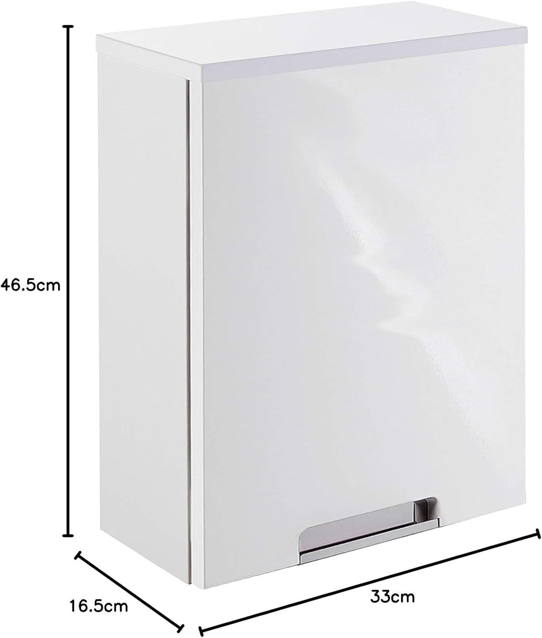 Schildmeyer Hängeschrank Rilana 130468, weiss Glanz, 46,5 x 33 x 16,5 cm, Weiss Glanz