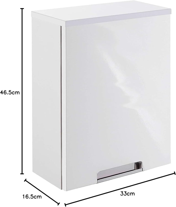 Schildmeyer Hängeschrank Rilana 130468, weiss Glanz, 46,5 x 33 x 16,5 cm, Weiss Glanz