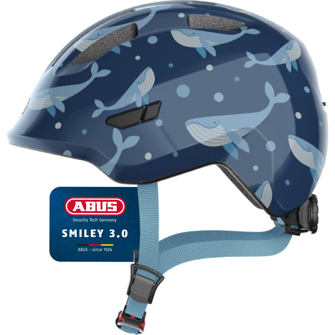 ABUS Kinderhelm Smiley 3.0 - Fahrradhelm mit tiefer Passform, kindergerechten Designs & Platz für ei