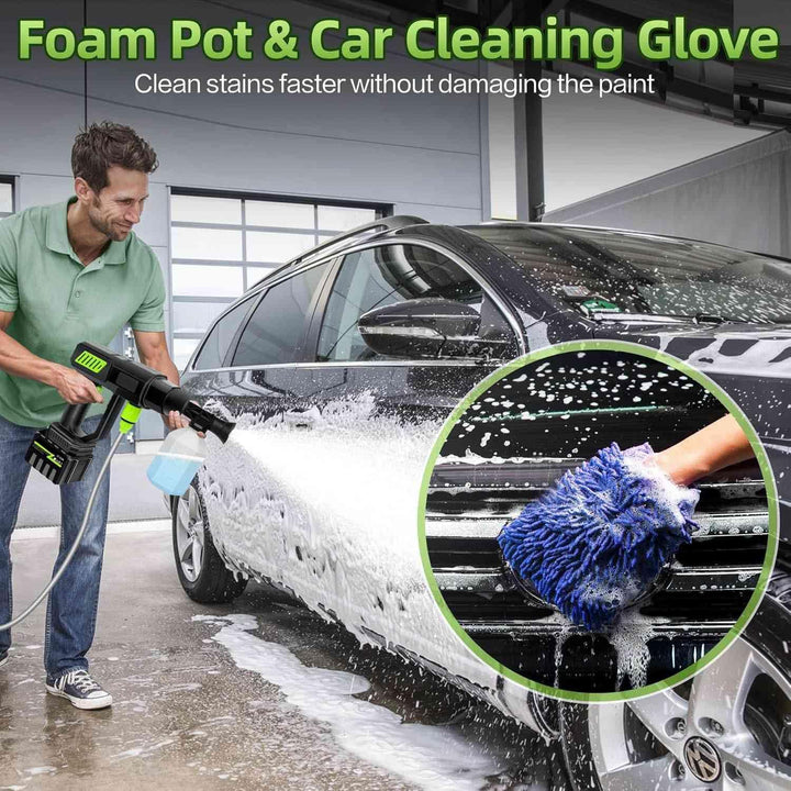 Hochdruckreiniger mit Akku, 120Bar, Kabelloser Hochdruckreiniger, 2 Akkus, 6-in-1-Multidüse und 5 m