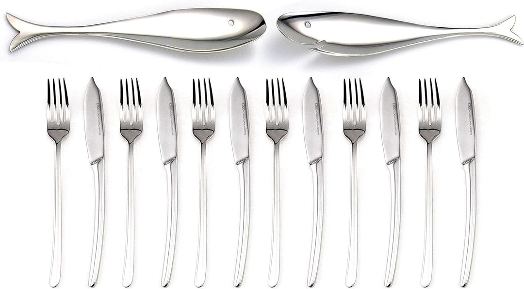 Franquihogar Trento 14-teilig Fischbesteckset aus Edelstahl. Geschenkverpackung