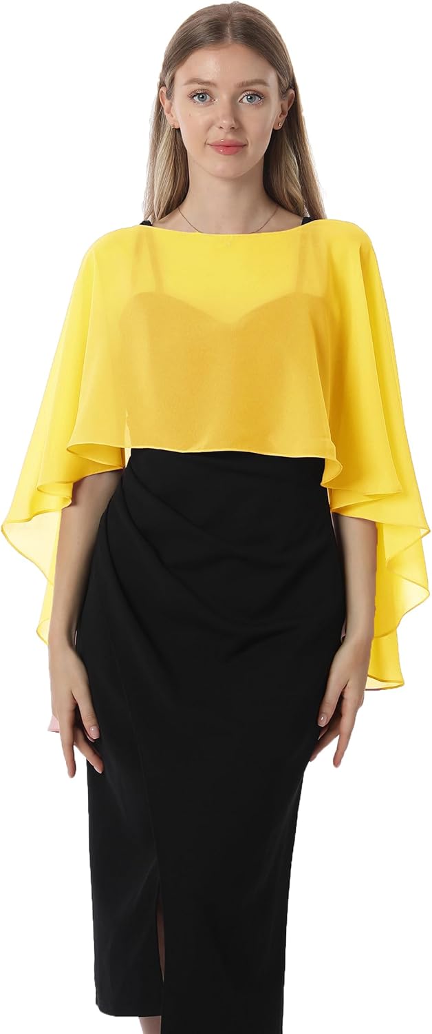 Damen Chiffon-umhang 001 Pashmina-Schal Einheitsgrösse Gelb, Einheitsgrösse Gelb