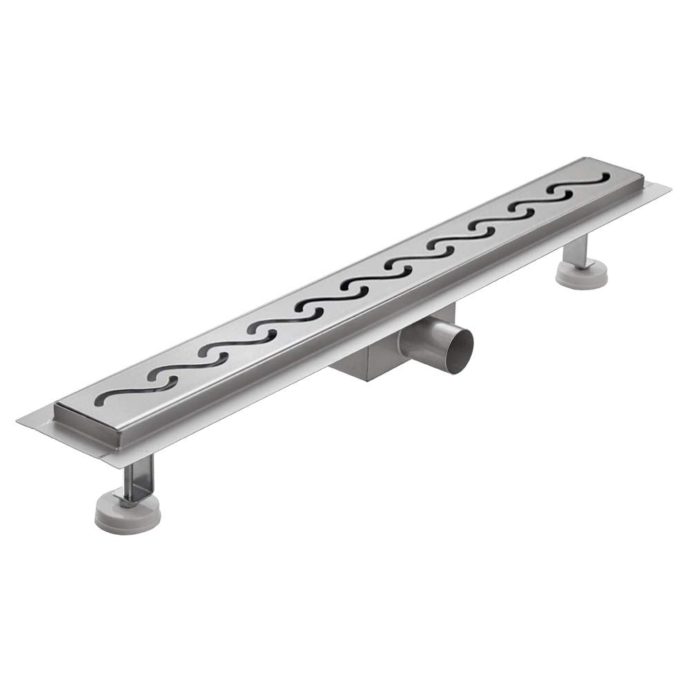 Edelstahl Bodenablauf Duschrinne Ablaufrinne Siphon Dusche 50-120 cm 7 Muster Sanlingo, Design:Welle