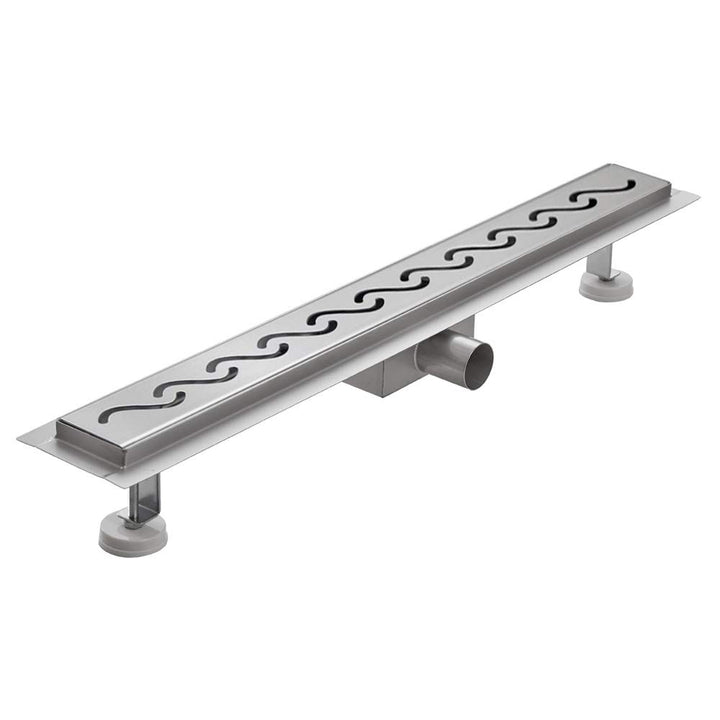 Edelstahl Bodenablauf Duschrinne Ablaufrinne Siphon Dusche 50-120 cm 7 Muster Sanlingo, Design:Welle