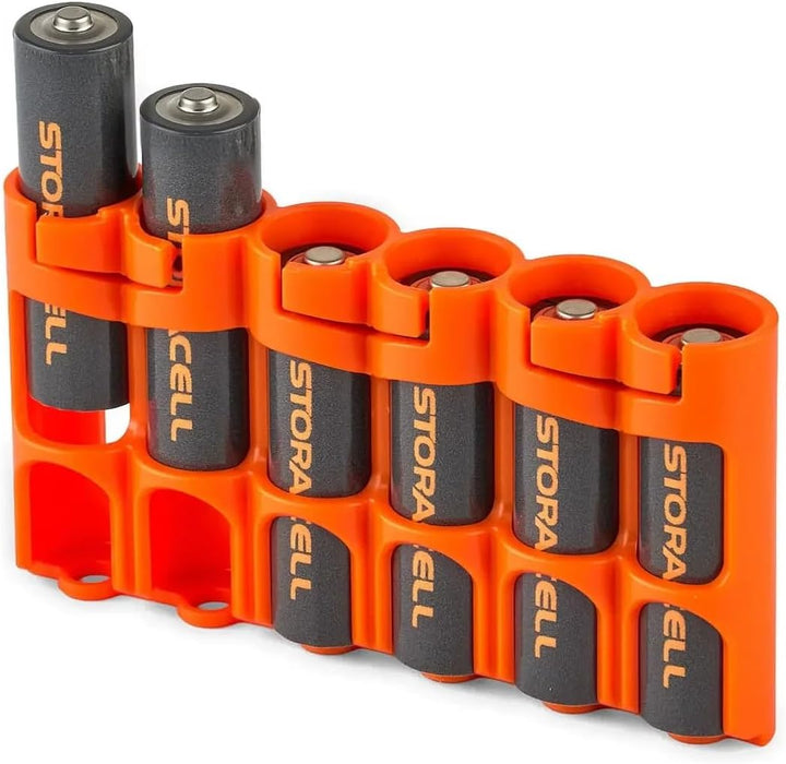 Storacell AA-Batterie-Aufbewahrungsbehälter (2er-Pack), Orange, hält 6 AA-Batterien (Nicht im Liefer