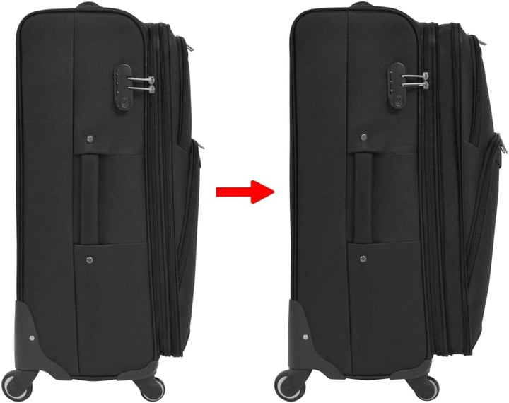 vidaXL 3X Reisekoffer Schwarz Weichgepäck Trolley Handgepäck Kofferset Koffer, Schwarz