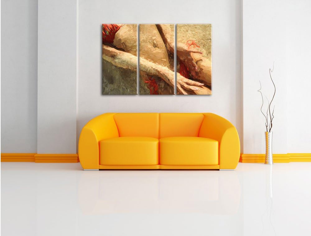 Pixxprint Sexy Frau im Bikini am Strand / 3-Teilig/Gesamtmass 120cm Leinwandbild bespannt auf Holzra