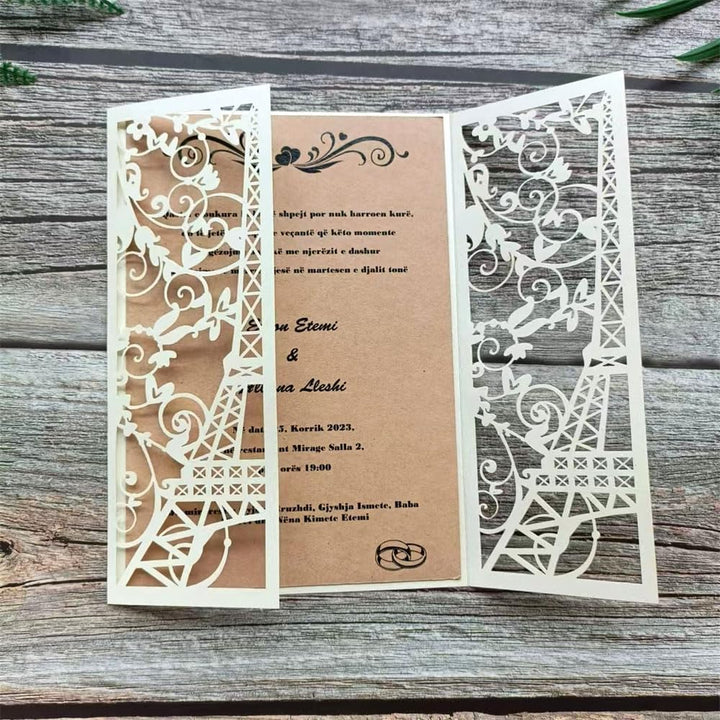 MillaSaw Eiffelturm Einladungen Hochzeit Suite Elfenbein Grusskarte 20 Sets Perlelfenbein, Perlelfen