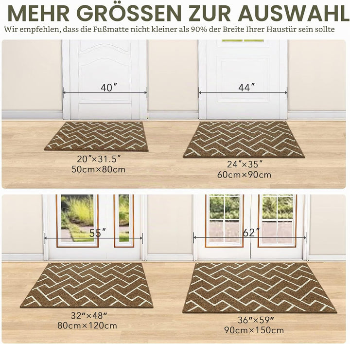 Fussmatte Innen, Wasserdicht Türmatte Schmutzfangmatte rutschfest Fussmatte Innen (Braun, 80 x 120 c