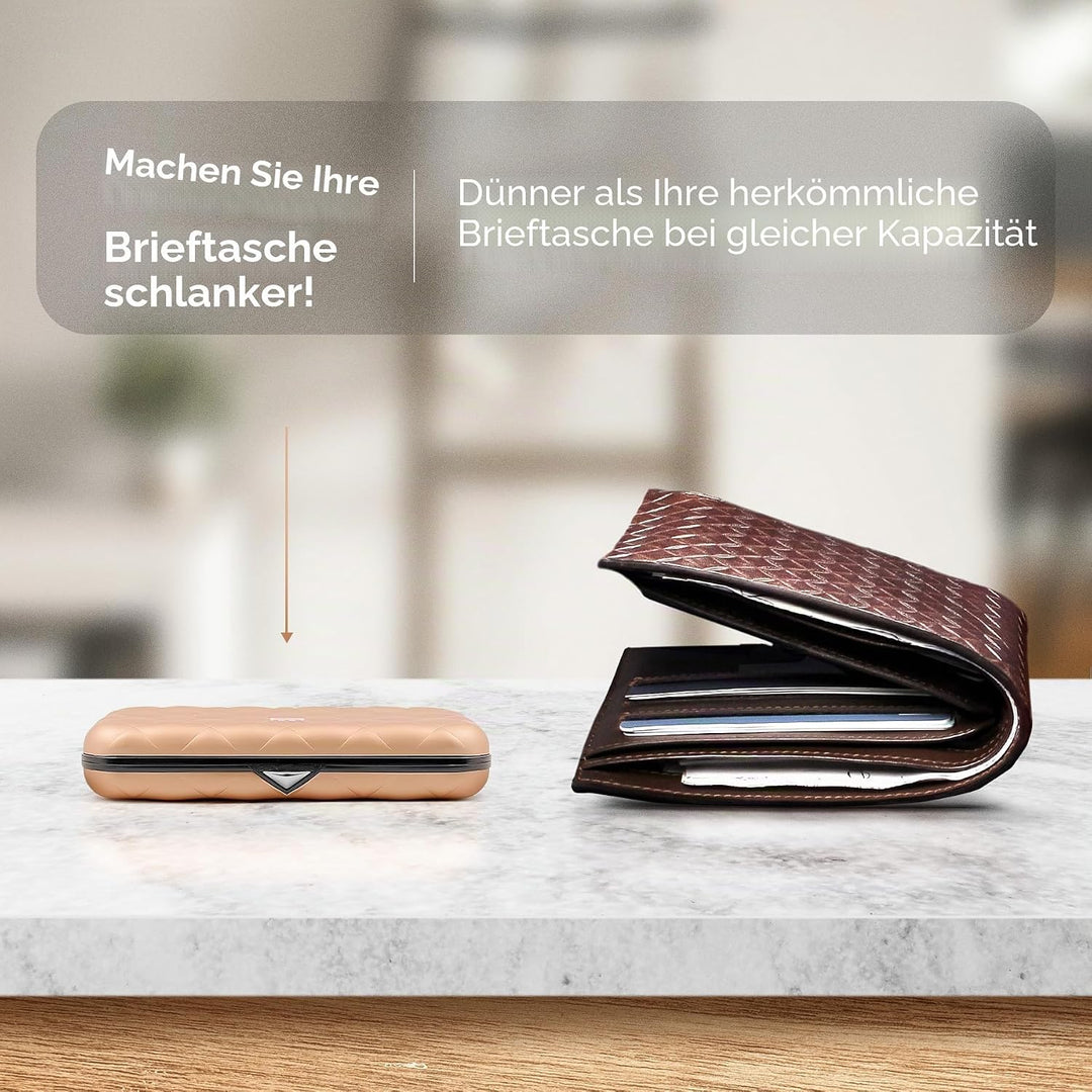 ÖGON Smart Wallets - Aluminium Geldbörse Quilted Button für Damen - RFID-Schutz - Bis zu 10 Karten u