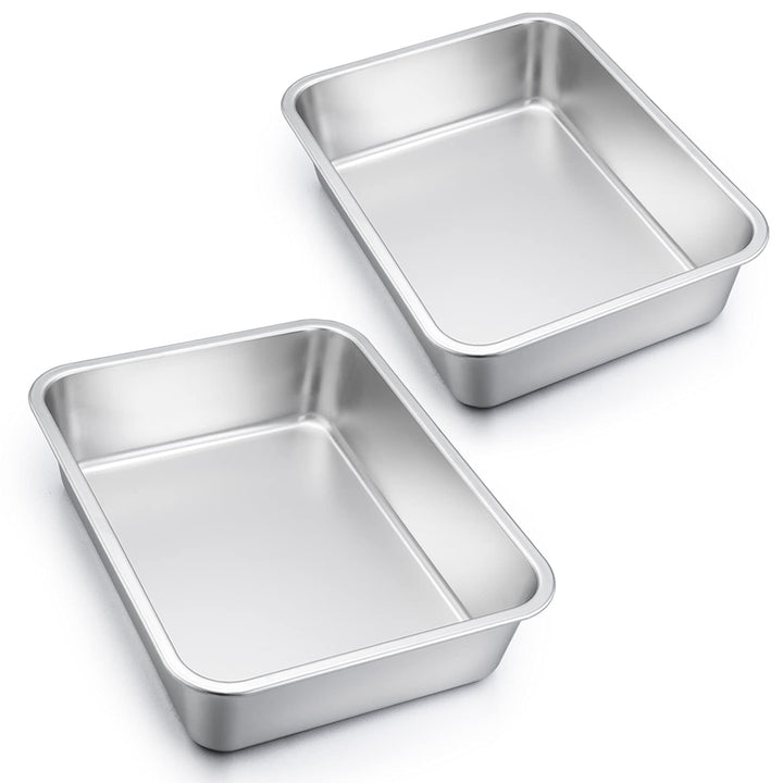 Homikit Auflaufform Set, Edelstahl Rechteckig Kuchenform Backform Tiramisu Form 2er Set, Ofenform Gr