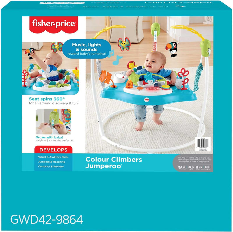 Fisher-Price GWD42 - Jumperedoo, 360-Grad-Drehspass mit fröhlicher Musik, Lichtern und Geräuschen, f