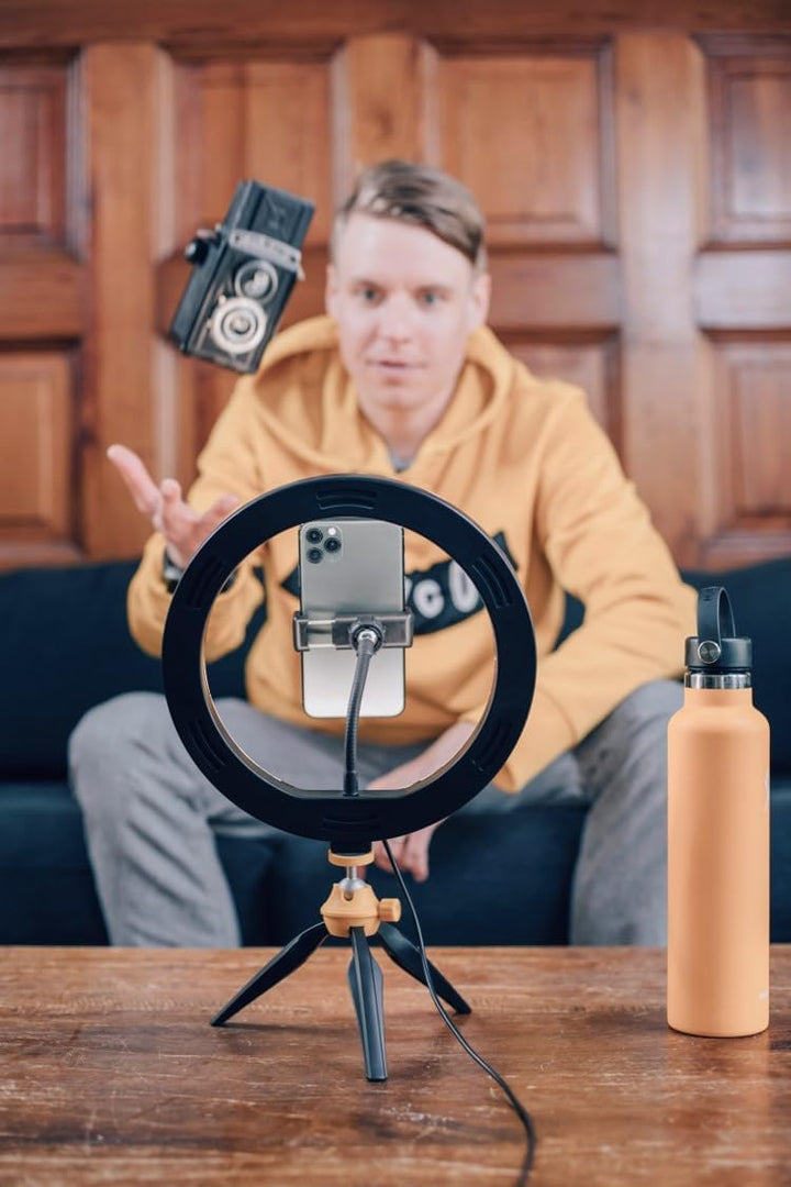 Kodak Selfie LED Ringlicht mit Stativ für alle Smartphones (25cm Durchmesser, Verstellbare Helligkei
