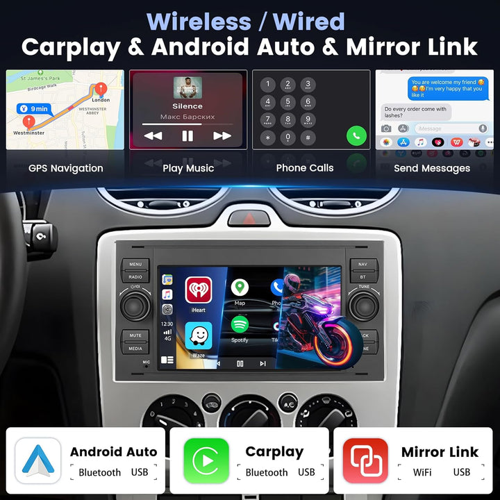 [8Cores 4G+64G] Hikity Autoradio Android 13 Für Ford Transit Focus Fiesta Mondeo S-Max 7'' Display R