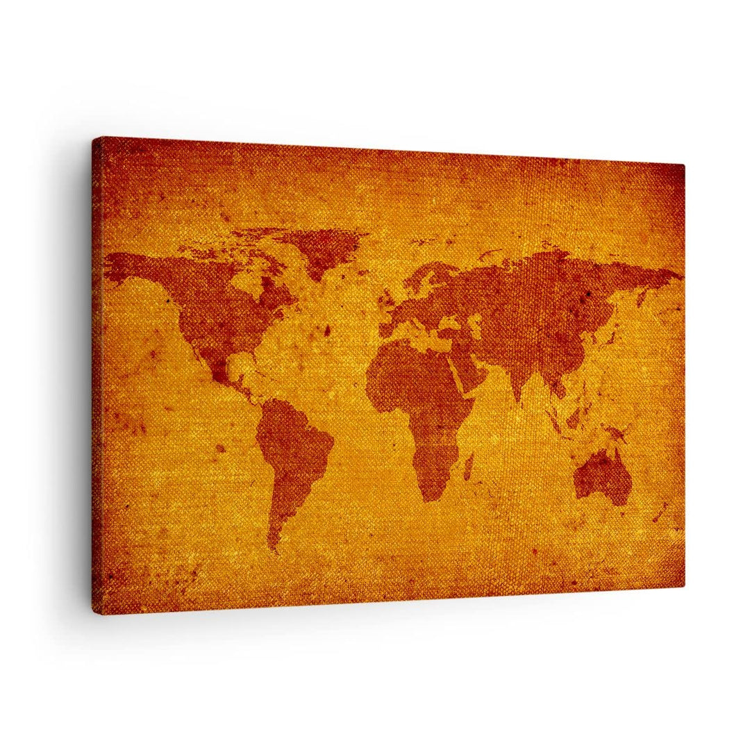 Bilder auf Leinwand Alte Karte Kontinente Reisen Welt Leinwandbild 70x50cm Wandbilder Dekoration Woh