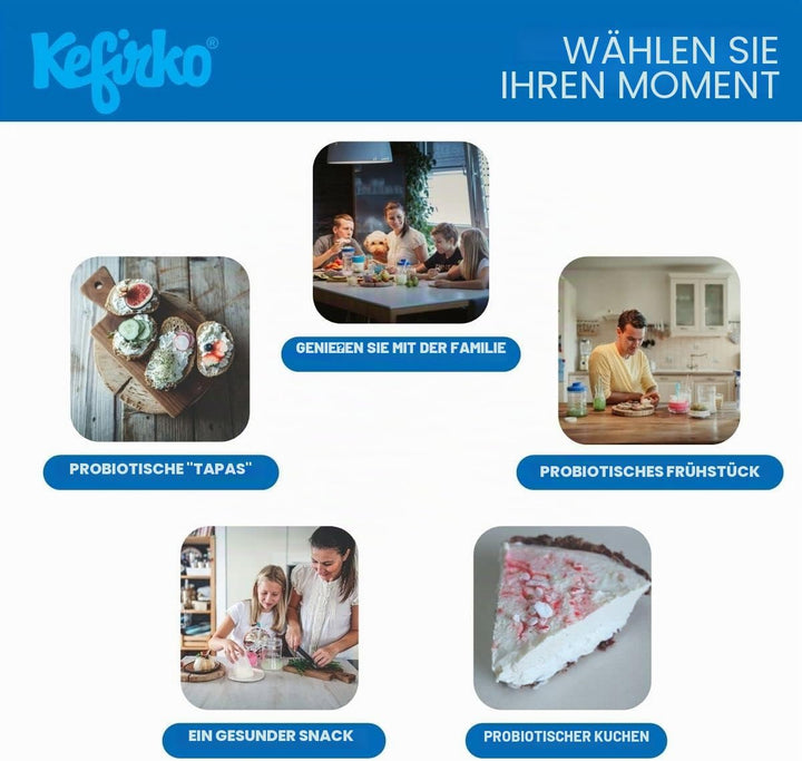 Kefirko Cheese Maker - Set für selbstgemachten Frischkäse und Joghurt - 1,4 Liter (Blau) 1,4 Liter B