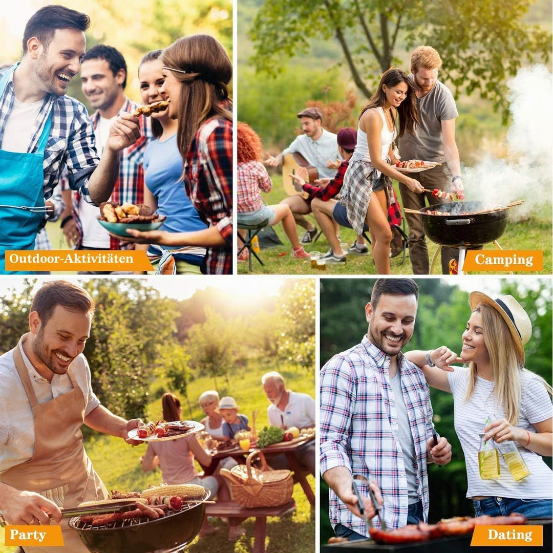 QH7 10PC Edelstahl Grillbesteck-Set,QH Professionelle Grill Bestecksets in Tragetasche BBQ Grillwerk