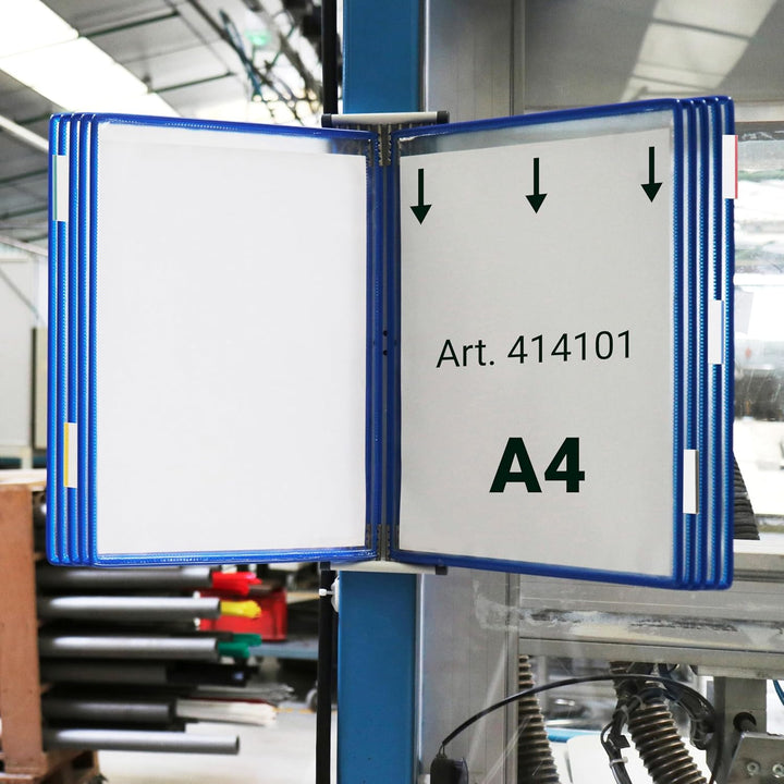 Tarifold 114001 - A4 PVC-Taschen mit Zapfen für Wanddisplayset und Dokumentenablage aus Metall, blau