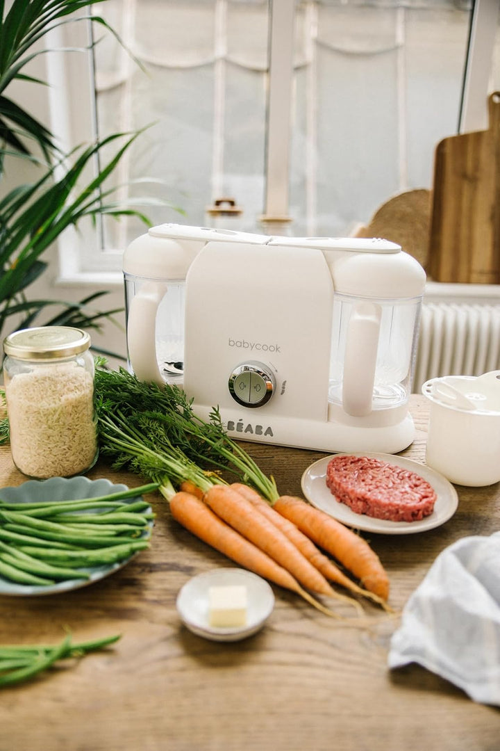 BÉABA - Babycook Duo - 4 in 1 Babynahrungszubereiter - Schonender Dampfgarer - Schnelles Dampfgaren