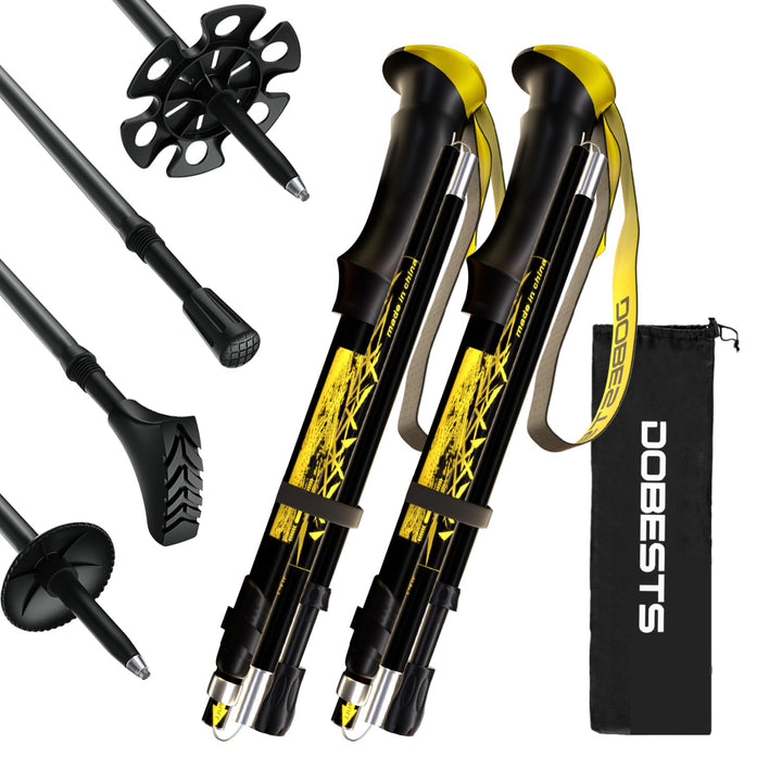 DOBESTS Wanderstöcke, Nordic Walking Stöcke Aluminium Schwarz Premium, Schwarz Premium
