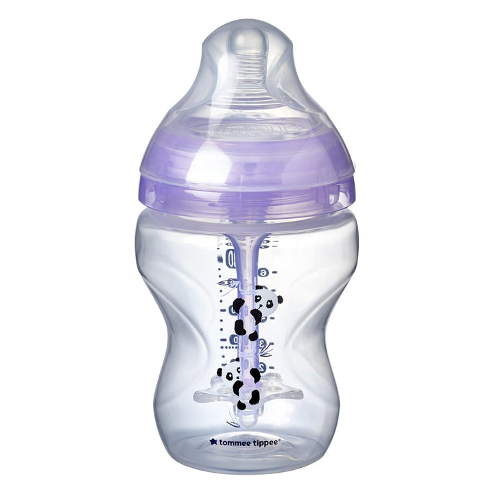 Tommee Tippee Babyflasche Advanced Anti-Kolik, 260 ml, weicher Sauger, Rosa mit Dekorationen 1 Stück