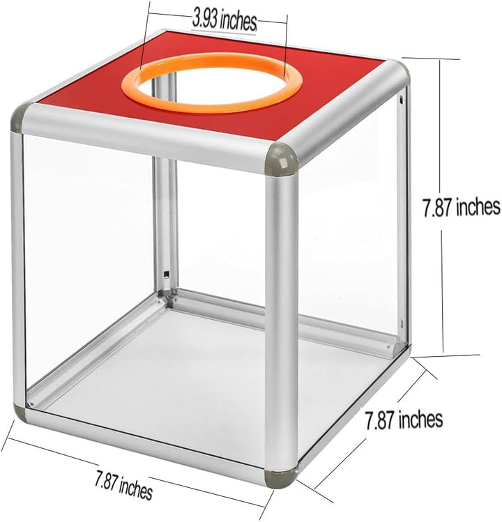 Acrylspendenbox, Wahlurne, empfohlene Box, transparente Aufbewahrungsbox 20 x 20 x 20 cm Red face, R