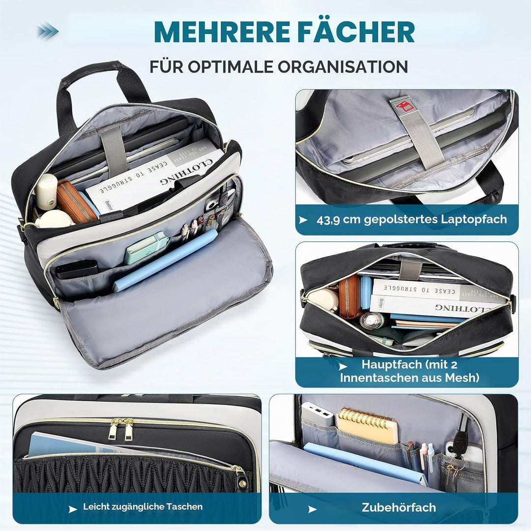 RAINSMORE Laptoptasche 17,3 Zoll für Damen Aktentasche Wasserdichte Arbeitstasche Grosse Lehrertasch