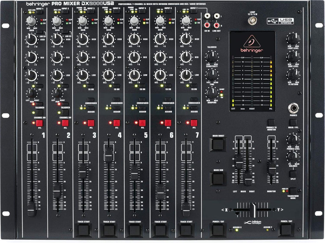 Behringer PRO MIXER DX2000USB Professioneller 7-Kanal-DJ-Mixer mit INFINIUM „kontaktfreiem“ VCA-Cros
