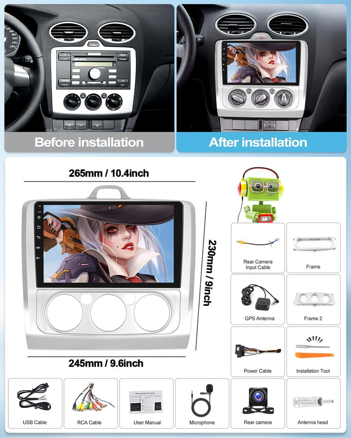 [8Core 2G+64G] CAMECHO Android 13 Autoradio für Ford Focus Mk2/Mk3 Exi MT 2 3 (2004-2011) mit Navi C