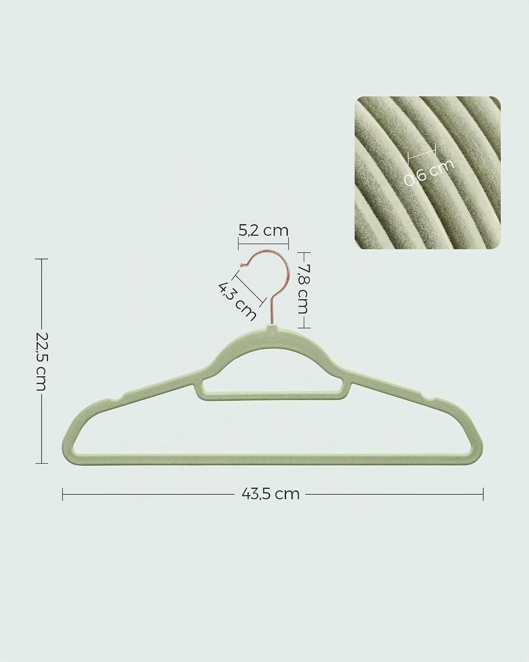 SONGMICS Kleiderbügel Samt, 50er Set, Bügel, rutschfest, kleine Stange für Krawatten, 360° drehbarer