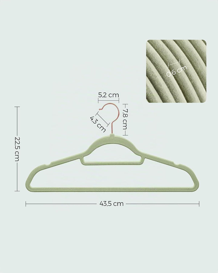 SONGMICS Kleiderbügel Samt, 50er Set, Bügel, rutschfest, kleine Stange für Krawatten, 360° drehbarer