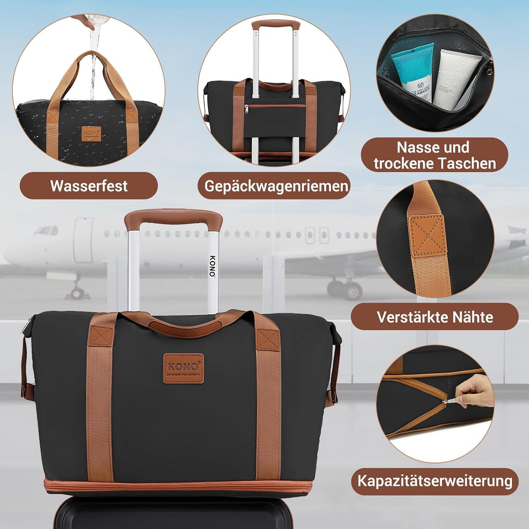 KONO Reisekoffer Set Gepäcksets 4 Teilig Kofferset, 55cm Handgepäck mit Beautycase Kosmetikkoffe mit