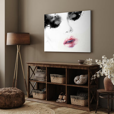 wandmotiv24 Leinwandbild 260 g/m² - Kunstdruck auf Leinwand - Wandkunst - Wandbild mit Frauen Lippen