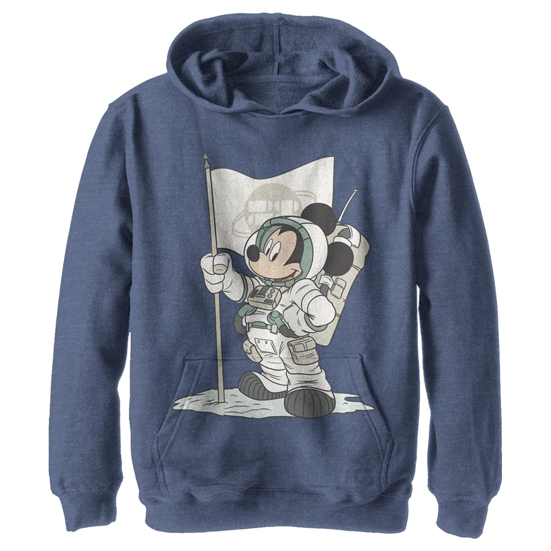 Disney Characters Astro Mickey Boy's Hooded Pullover Fleece, Navy Blue Heather, Small