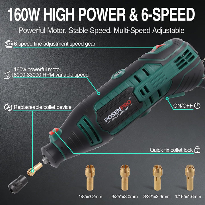 POSENPRO Multifunktionswerkzeug 160W, Rotationswerkzeug Feinbohrschleifer