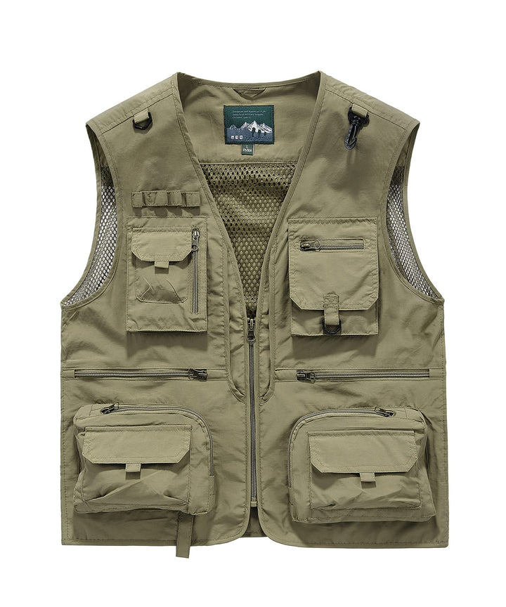 Btmpmcs Herren Outdoor Weste Freizeit Schnelltrocknende Anglerweste mit vielen Taschen Sommer Ärmell