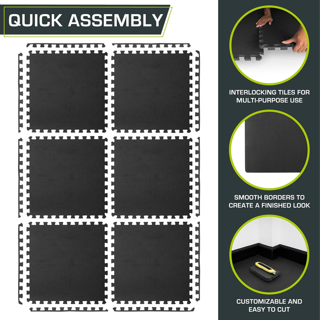 ProsourceFit Extra Thick Puzzle Exercise Mat 3/4” and 1", Eva Foam Interlocking Tiles for Protective