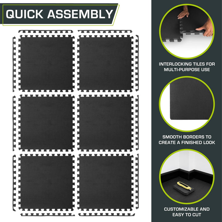 ProsourceFit Extra Thick Puzzle Exercise Mat 3/4” and 1", Eva Foam Interlocking Tiles for Protective