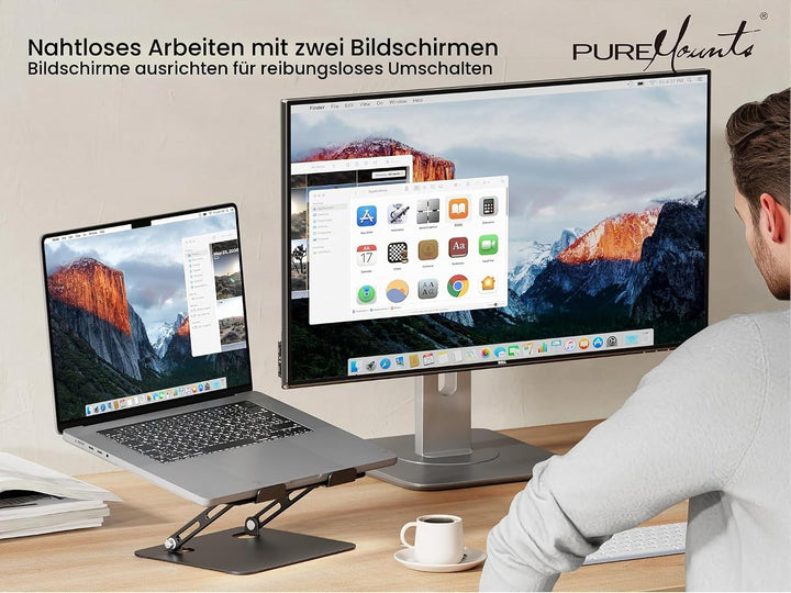 PureMounts Laptop Ständer Höhenverstellbarer, Faltbarer &amp; Ergonomischer Notebookhalter für Home Offi