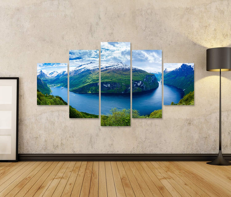 Bild auf Leinwand Geiranger Fjord Schöne Natur Norwegen Wandbild Poster Kunstdruck Bilder Format: 17