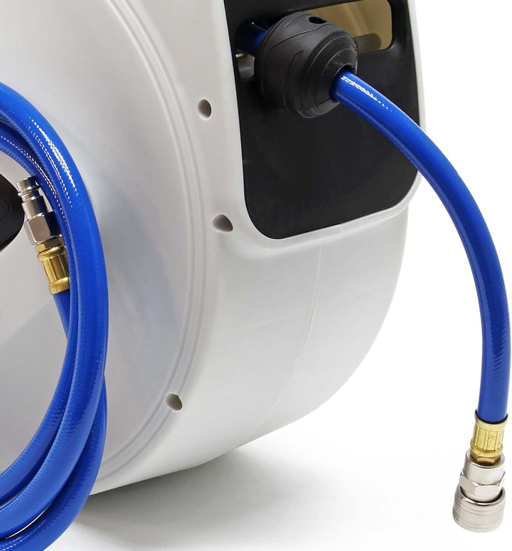 Wiltec Druckluft Schlauchtrommel mit 15 m, 8 bar Betriebsdruck, automatik Schlauchaufroller für die